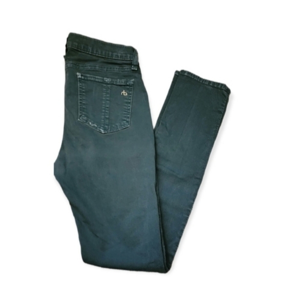 Rag and Bone Jeans Sz 27 Skinny Stretch Denim Forest Green Mid Rise - Picture 1 of 5